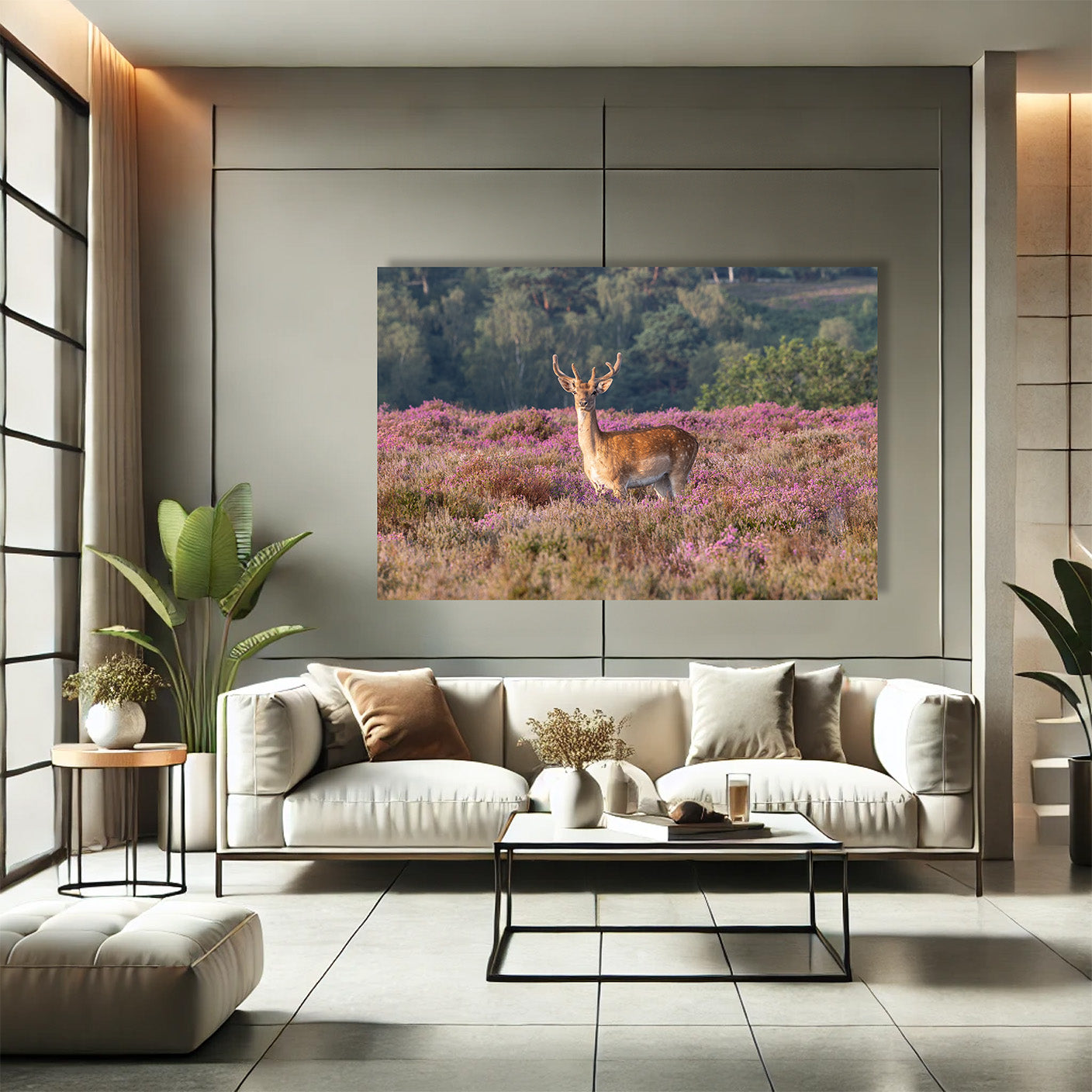 Hert in de heide - Binnenkunst.nl